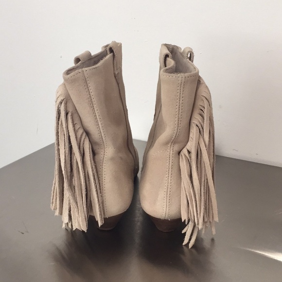 Zara basic collection❄️cream suede fringed booties - Picture 4 of 8